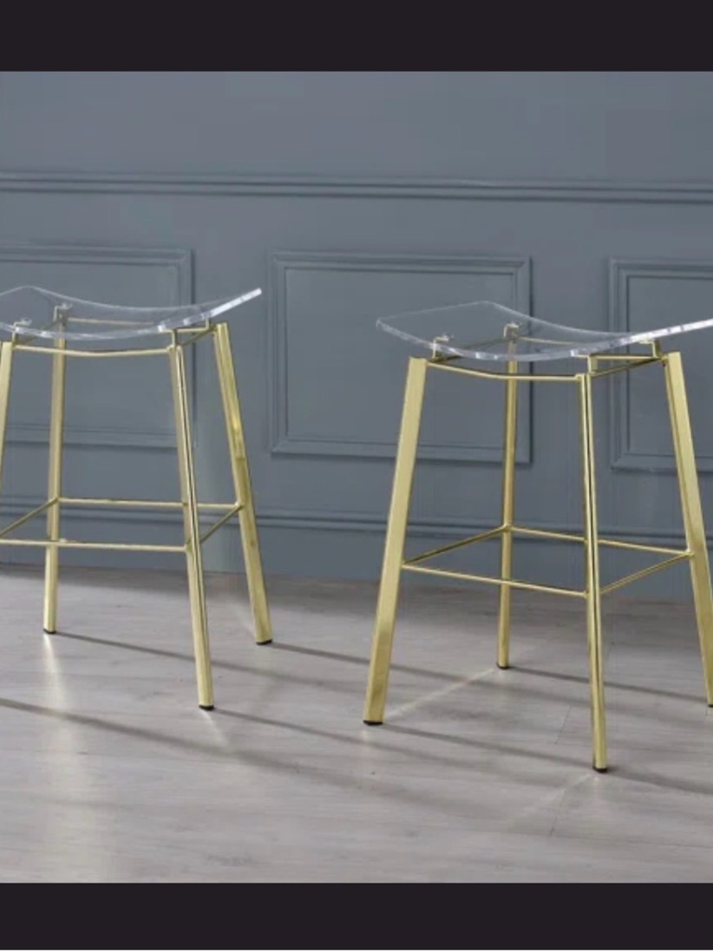 Clear Acrylic Bar Stools with Gold Legs - Set of 2. $324 on Amazon!!